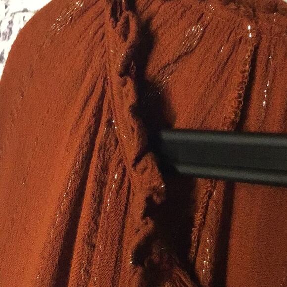 A.N.A Rust Brown Peasant Style Woman's Top Size Large - Picture 7 of 7